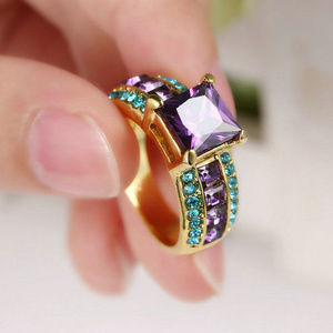 14KT Yellow Gold Filled  Amethyst Wedding Ring